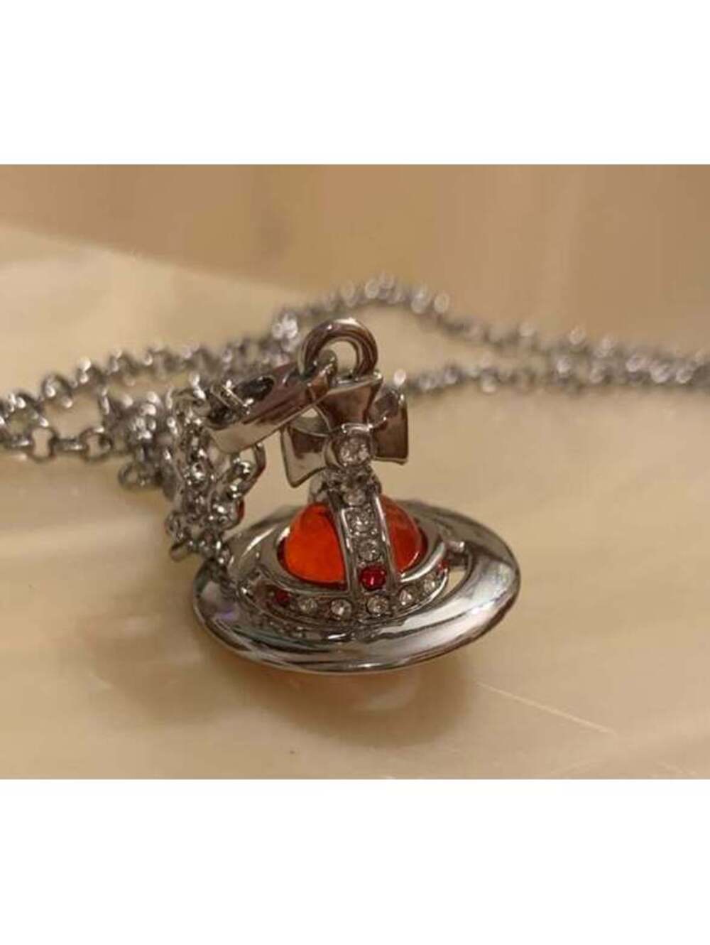 Vivienne Westwood Nana 3D Necklace Small Orb Silver red pendant